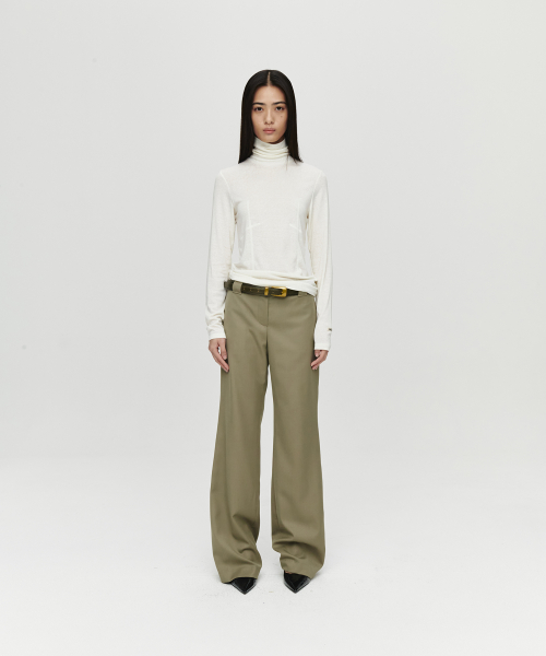 шерстяной облегающий брюки (BEIGE)