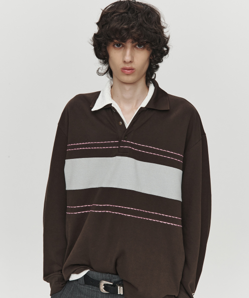 HET TRACK STRIPE поло (BROWN)
