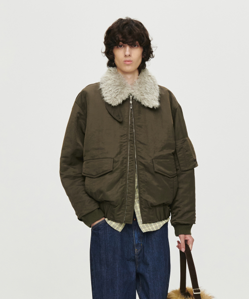 SHEARING COLLAR бомбер куртка (KHAKI коричневый)