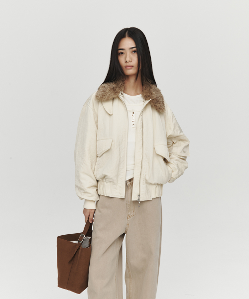 SHEARING COLLAR бомбер куртка (CREAM)