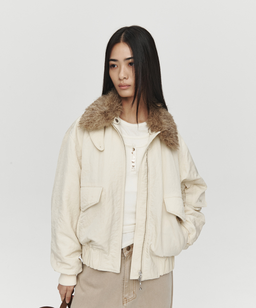 SHEARING COLLAR бомбер куртка (CREAM)