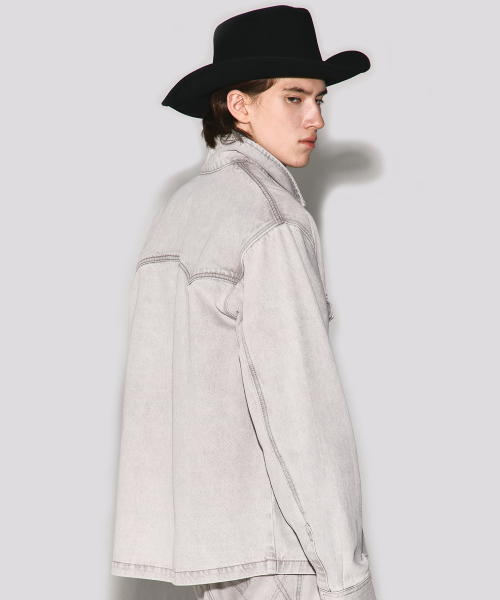 Crimson western detail денимовый shirket washed серый