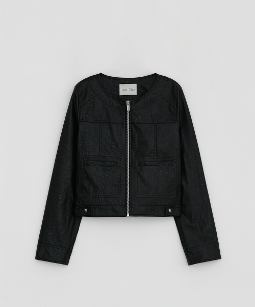кожаный ZIP-UP куртка [BLACK]