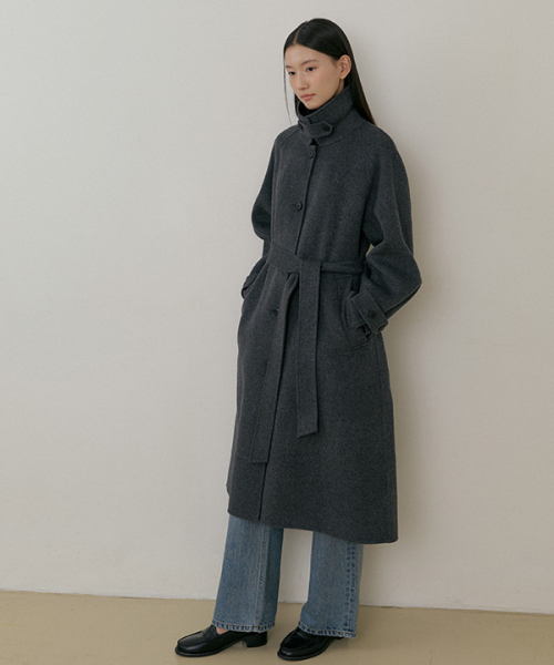 handmade шерстяной trench coat-charoal