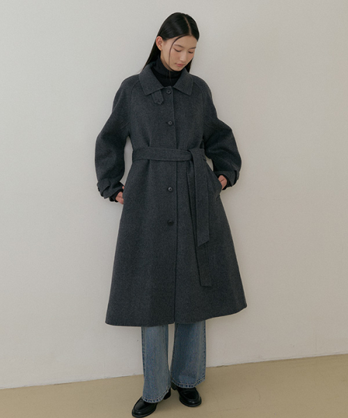 handmade шерстяной trench coat-charoal