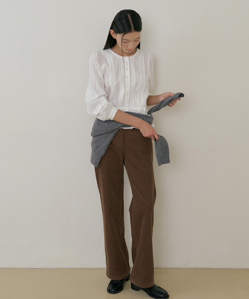 button corduroy pants-brown