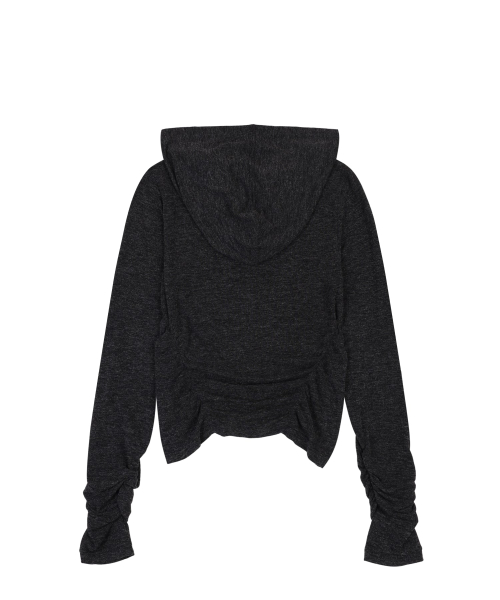 SHIRRING HOOD облегающий футболка [CHARCOAL]