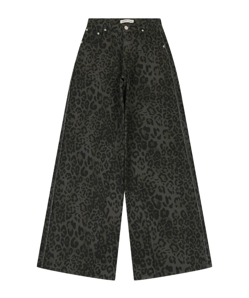 LEOPARD широкий брюки [KHAKI]