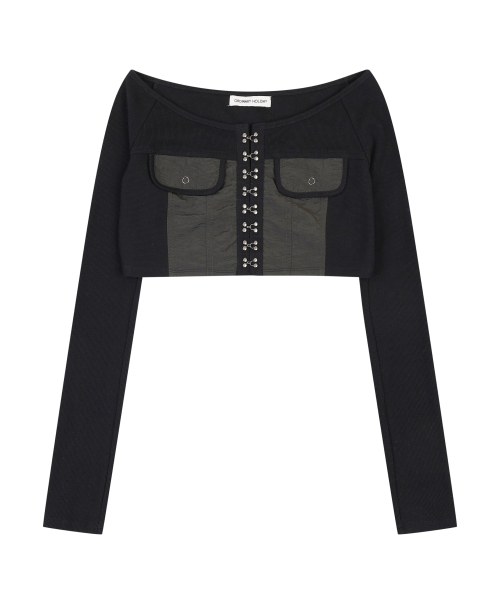 RIBBED CARDIGAN SET [BLACK]