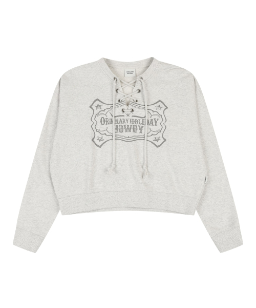 LACE-UP PIGMENT SWEATSHIRT [OATMEAL]
