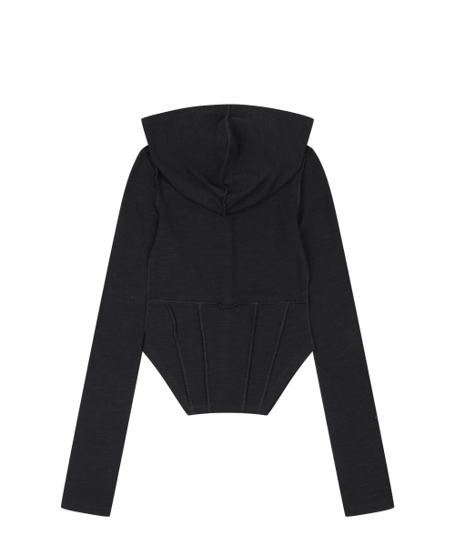 облегающий CORSET HOOD CARDIGAN [BLACK]