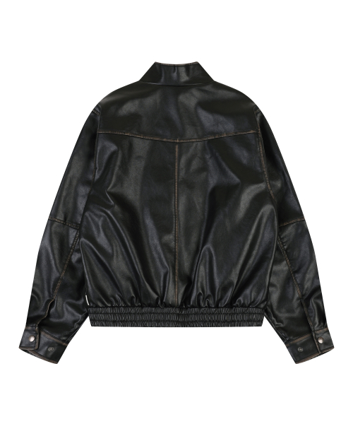 HIGH NECK кожаный JUMPER [BLACK]