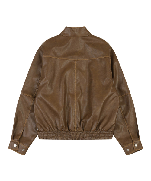 HIGH NECK кожаный JUMPER [BROWN]