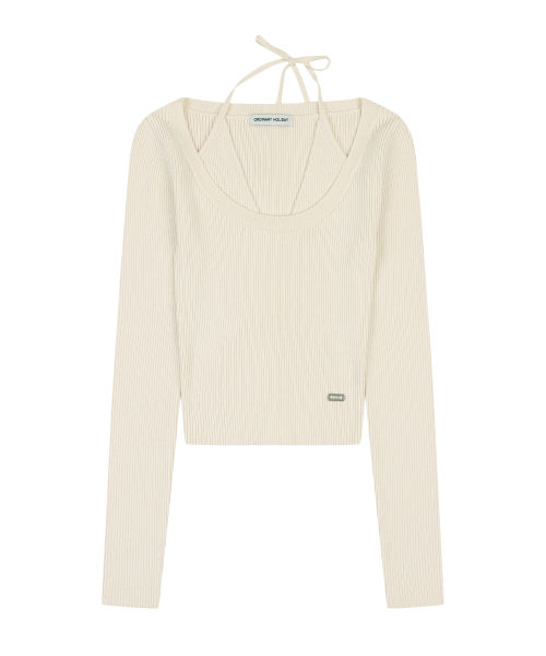 HALTER SLIT KNIT PULLOVER [IVORY]
