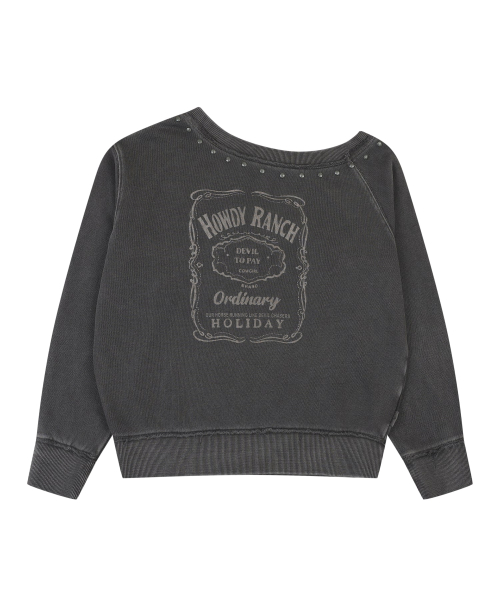 OFF-SHOULDER OVERSIZED SWEATSHIRT [CHARCOAL]