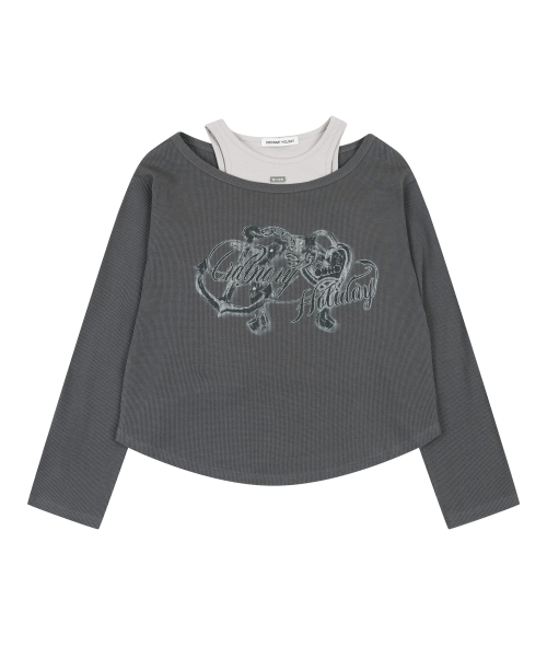 OFF-SHOULDER LOOSE FIT SET-UP [CHARCOAL]