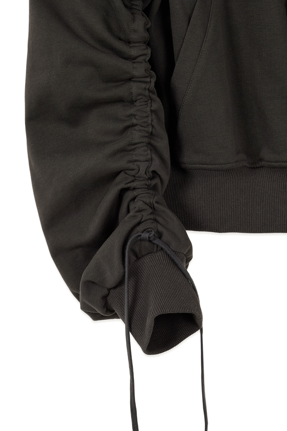 String Sleeves MUSINSA公式 | MATIN KIM SLEEVE STRING DETAIL HOODY ZIP UP IN CHARCOAL
