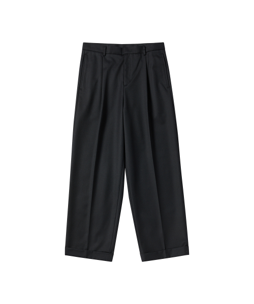 Мягкие брюки из габардина с манжетами, шерсть, Black