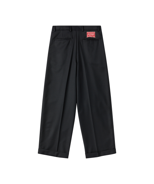 Мягкие брюки из габардина с манжетами, шерсть, Black