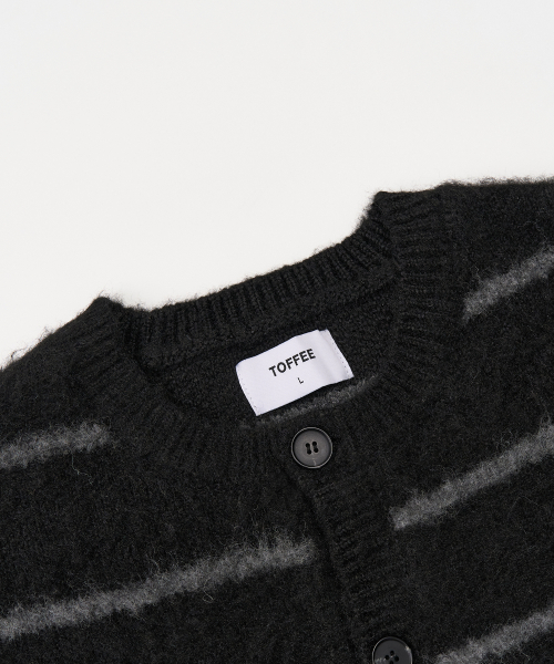 Полосатый кардиган с круглым вырезом (BLACK)