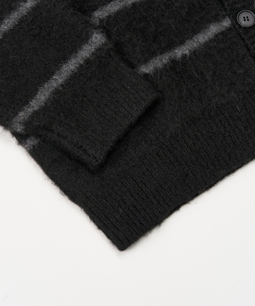 Полосатый кардиган с круглым вырезом (BLACK)