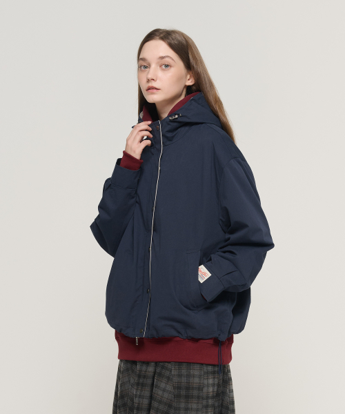 Essential хлопок Oversized Hooded куртка (NAVY)