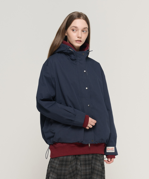 Essential хлопок Oversized Hooded куртка (NAVY)
