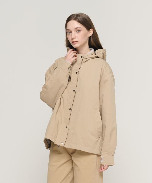 Оверсайз худи-куртка из хлопка Essential (Beige)