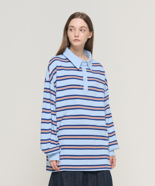 Свободное поло в полоску (Blue)