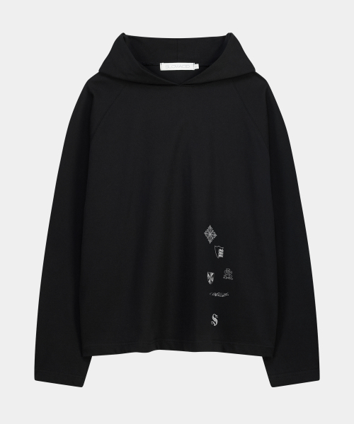 Лонгслив с капюшоном и тату [Black]