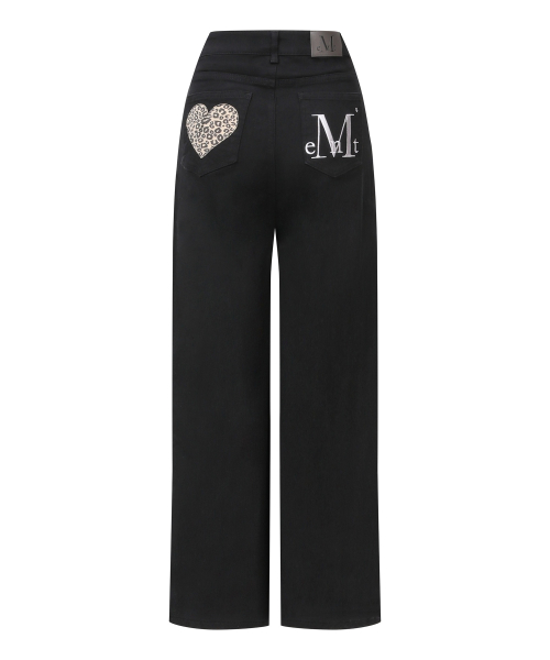 CORON BACK кожаный LEOPARD HEART PATCH широкий хлопок брюки