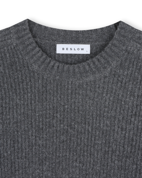 [X]CREW NECK SHORT SWEATER CHARCOAL