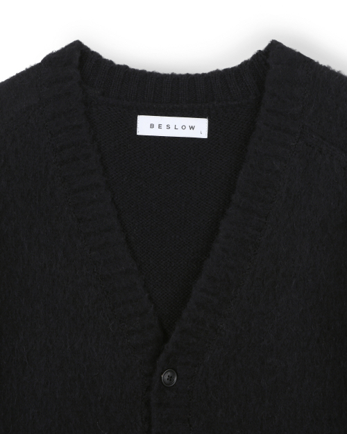 [X]BRUSHED V NECK SHORT CARDIGAN BLACK