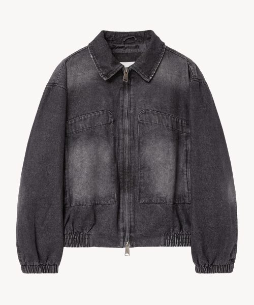 8256 винтаж вареный джинсовые жакет (BLACK)