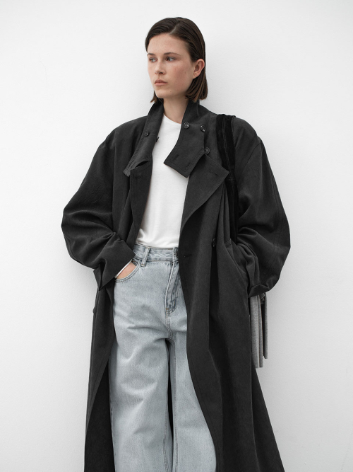 PEACH SHOULDER PAD TRENCH COAT(CT-1466)