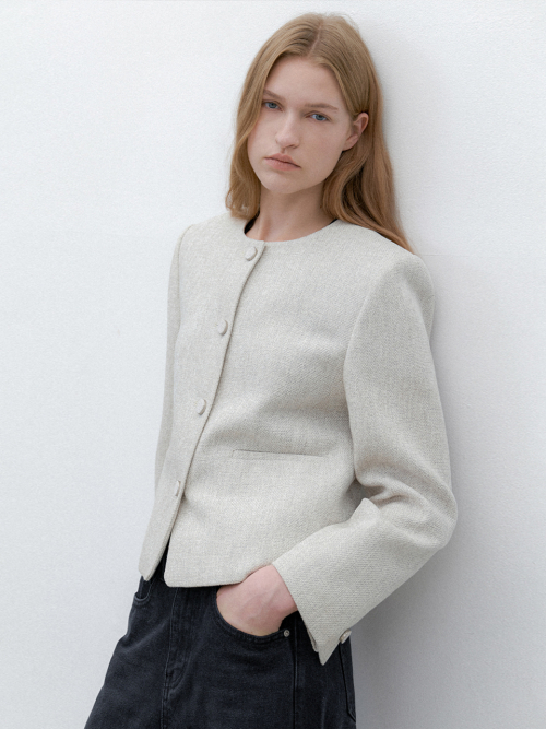 COY ROUND NECK TWEED JACKET(JK-3030)