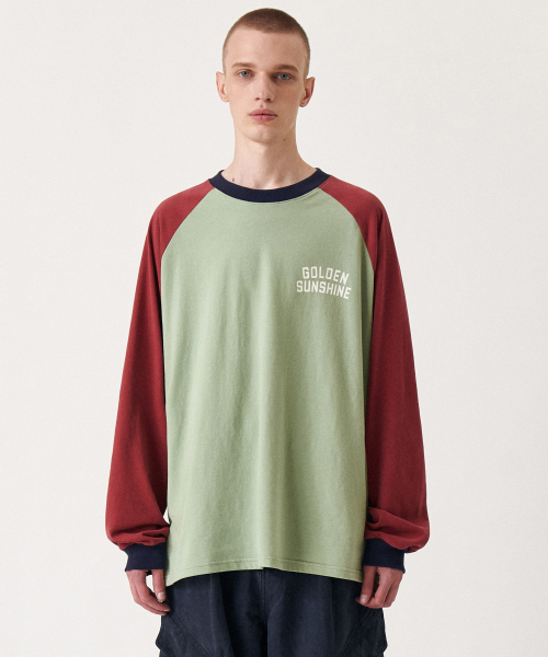 Colorblock raglan long sleeve_Natural green