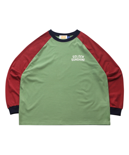 Colorblock raglan long sleeve_Natural green