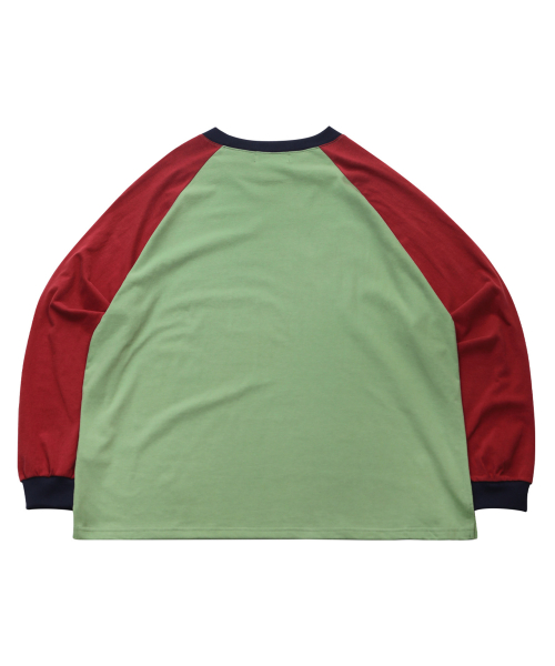 Colorblock raglan long sleeve_Natural green