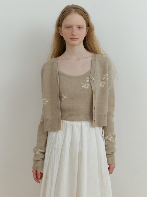 Mae flower cardigan (beige)
