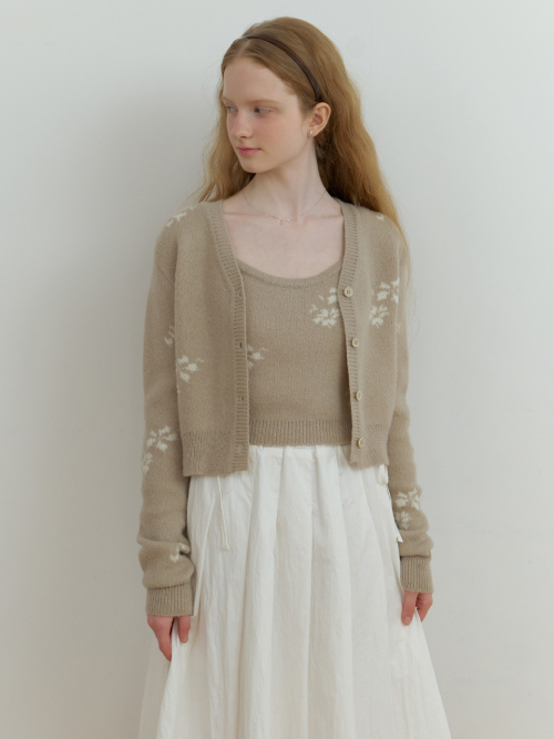 Mae flower cardigan (beige)