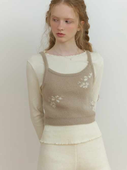 Mae flower sleeveless (beige)