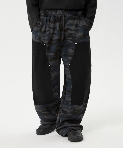 CAMO CARPENTER WIDE SWEAT PANTS_чёрный