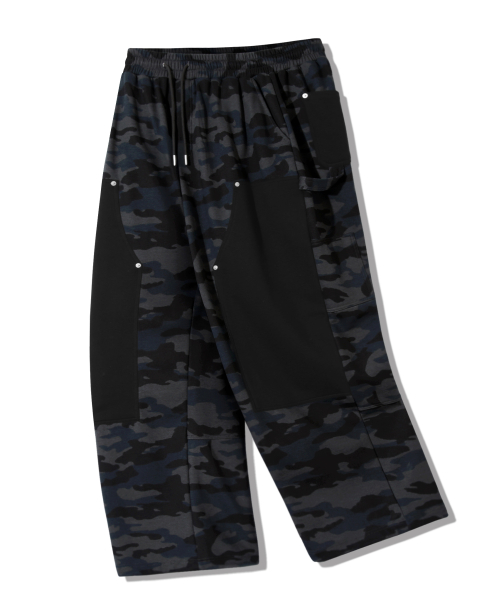 CAMO CARPENTER WIDE SWEAT PANTS_чёрный