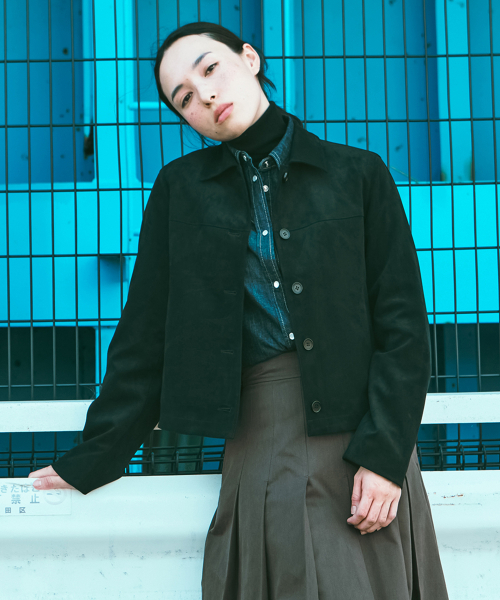 faux suede jacket(womens) black