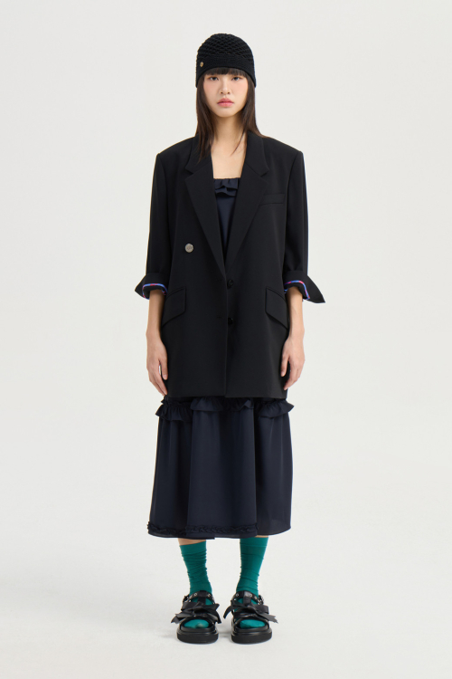Poly Single Three-Quarter Sleeved Jacket (black) LFJAM25425BKX