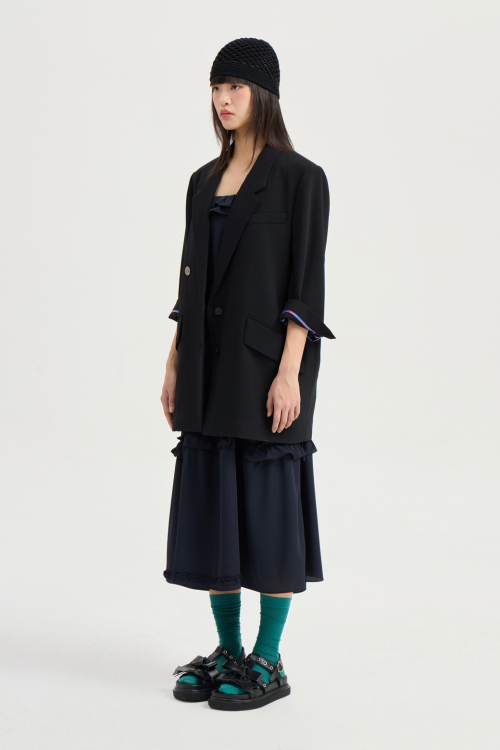 Poly Single Three-Quarter Sleeved Jacket (black) LFJAM25425BKX