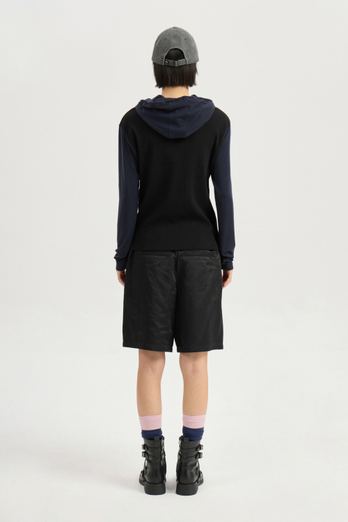 Colored Slim Fit Hood T-shirt (black) LFTAM25320BKX