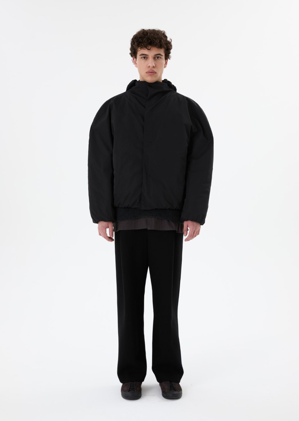 【AMOMENTO】Taffeta Padded Raglan Jumper Amomento Taffeta Padded Jumper Black