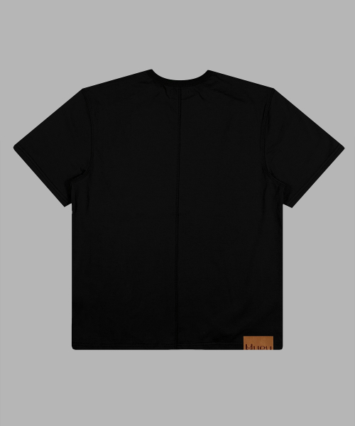 Double Side Button Henry Neck Black